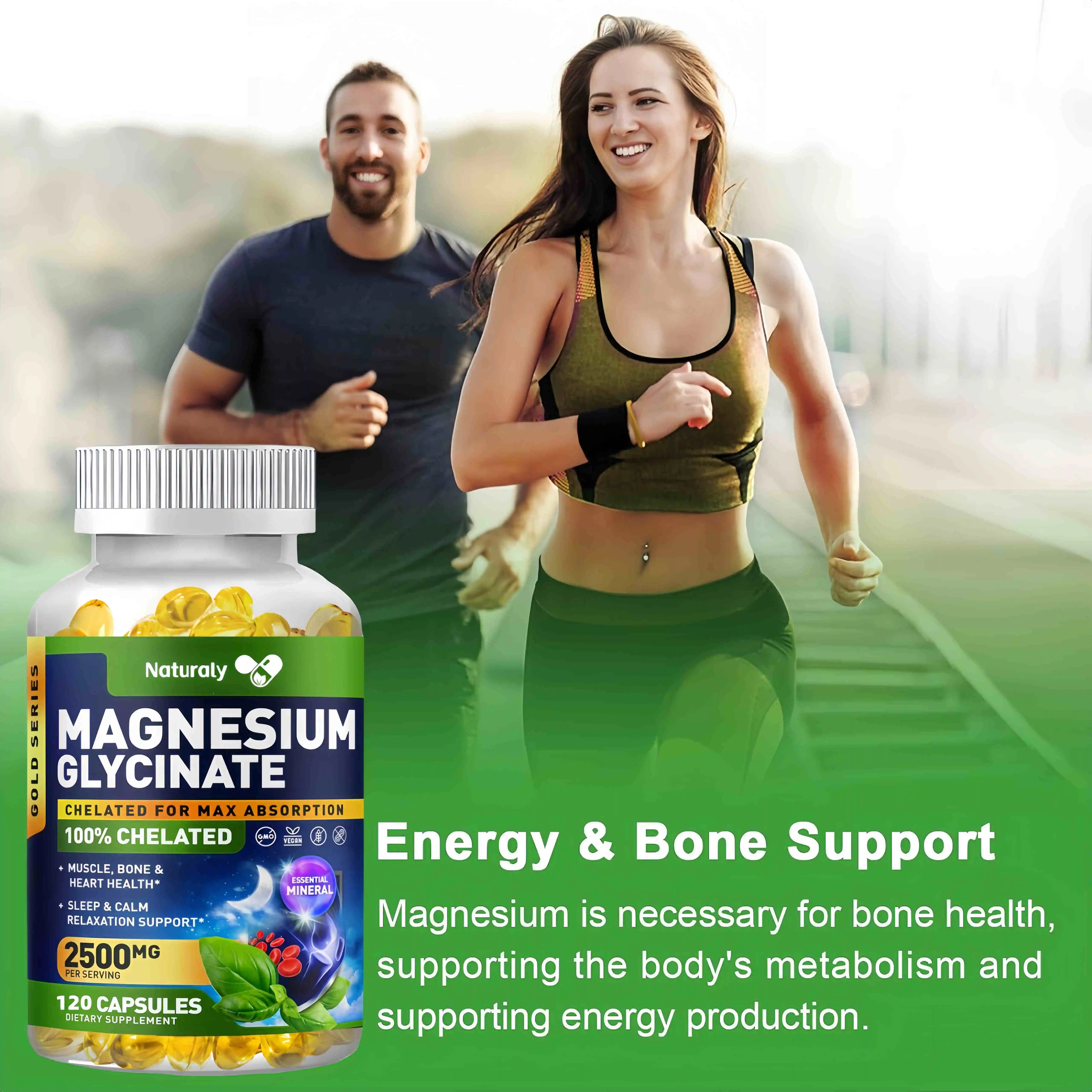 Magnesium Glycinate Capsules Dietary Supplement Support Bone Immune System,Heart Health Mineral Supplement Help Natural Sleep