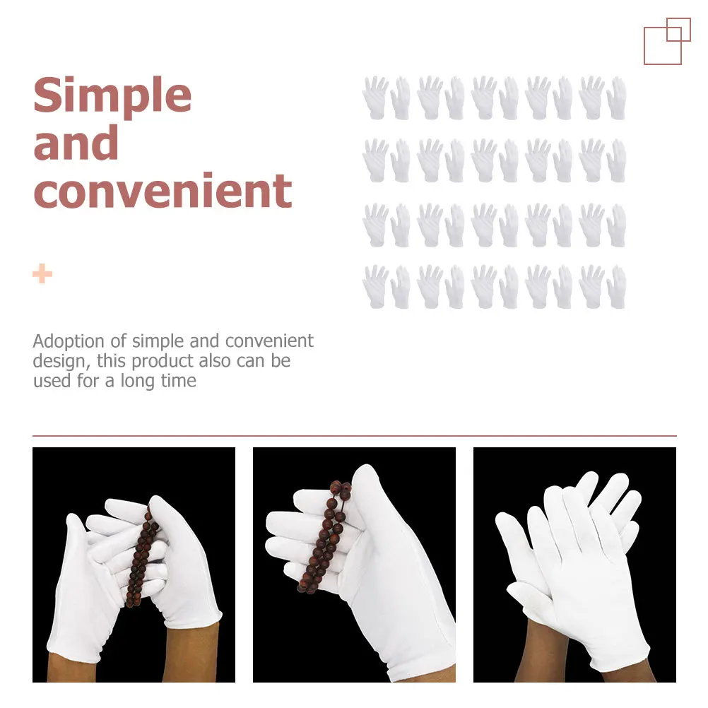 

16Pairs Jewelry Cotton Gloves Soft Washable Cotton Mitts for Women Elastic Comfort Fit Gloves for Handling Delicate Items Daily