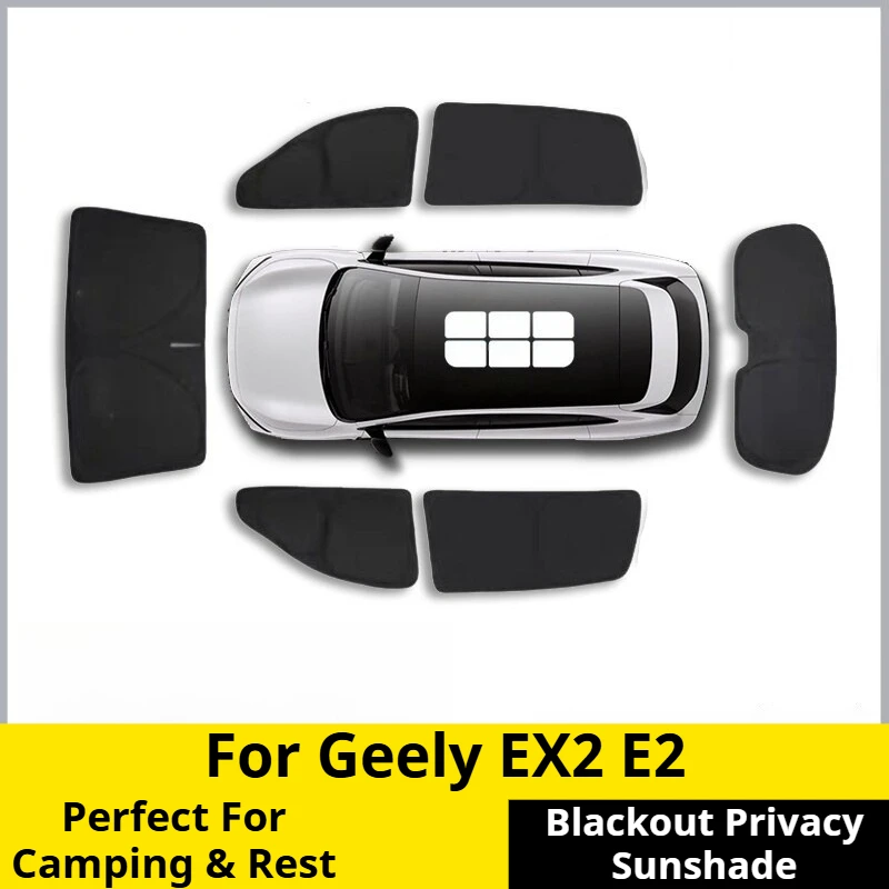 For Geely EX2 E2 Blackout Privacy Sunshade Heat‑Insulated Full Side Window Camping Sun Shield EV Interior Auto Accessories