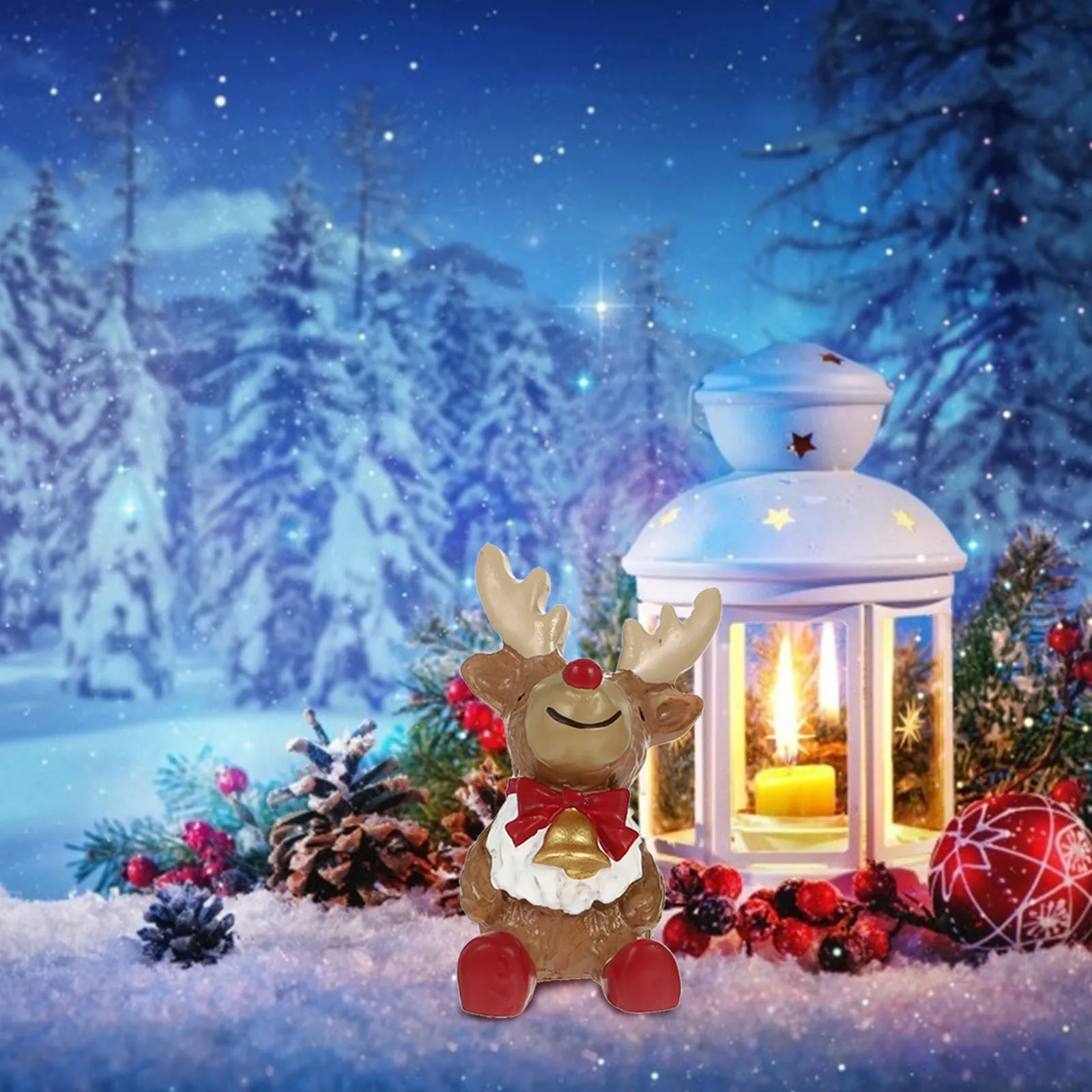 

2Pcs Mini Christmas Resin Deer Aquarium Ornament Xmas Fish Tank Decoration Micro Landscaping Decor Resin Crafts