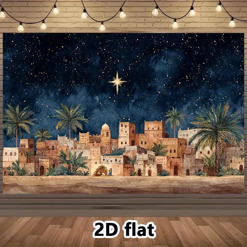 Avión 2D, fondo Berly Star Night remasterizado en 1 volumen - Avião 2D Escena de Natividad con manjedor y palmeras