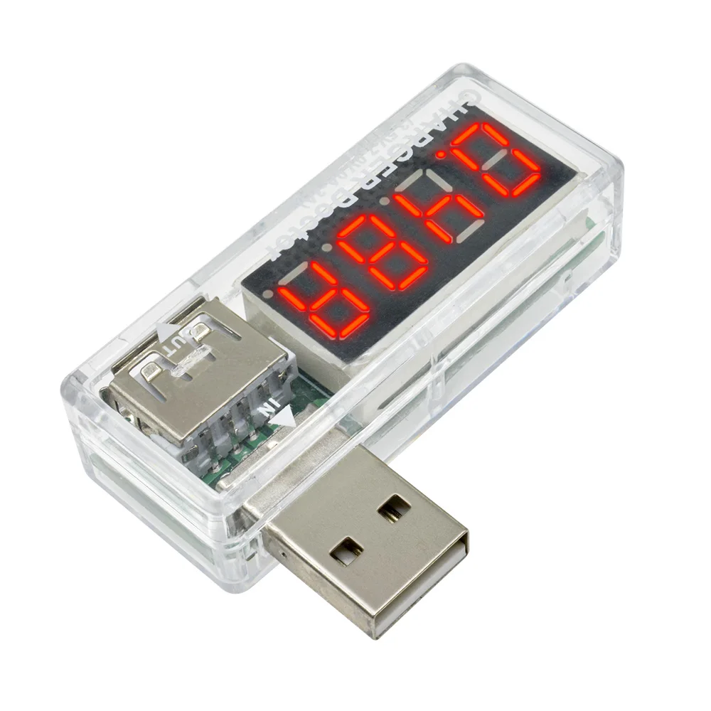 Digital USB Mobile Power Charging Current Voltage Tester Meter Mini USB Charger Doctor Voltmeter Ammeter Turn Transparent