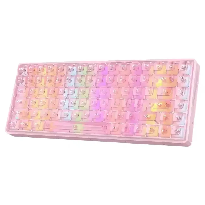 Transparent Mechanical Keyboard With Multi Color Options Wireless Bluetooth Gaming Three Connection Methods Rgb Crystal Keycaps