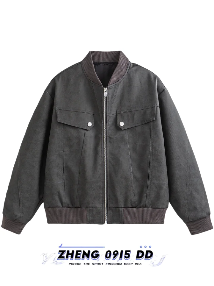 

Retro American Workwear Jaet Vintage Baseball Design Cool Haome Outerwear for Men Autumn Season Long Sve Regular Fit