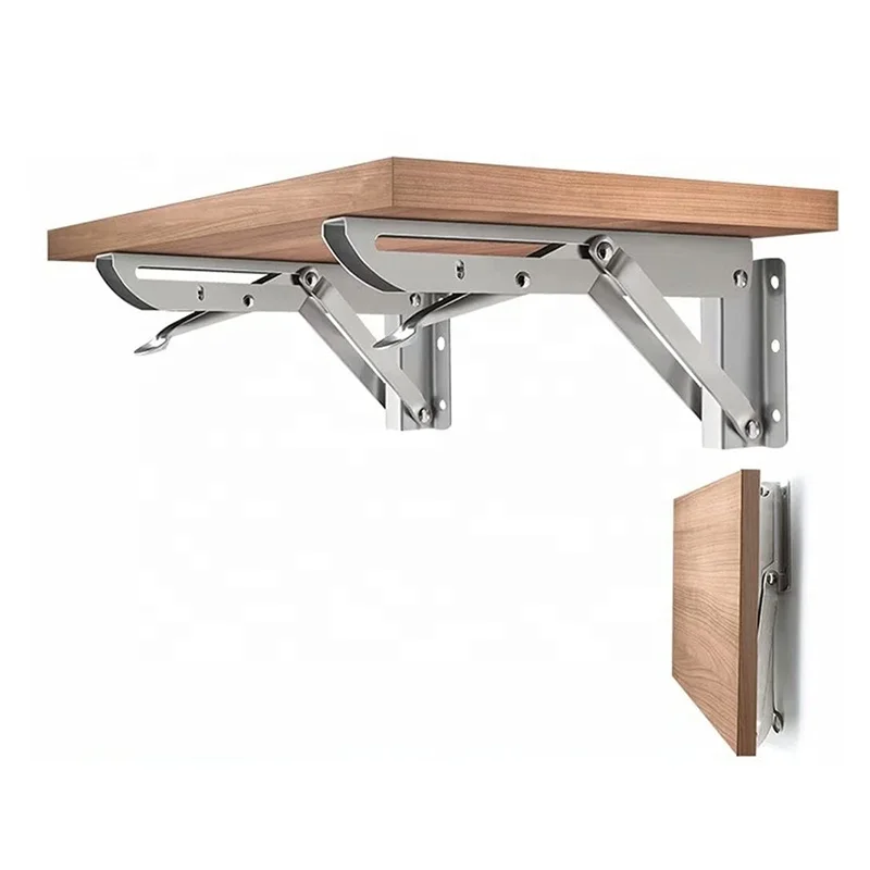 Heavy Duty Foldable Spring Polished Stainless Steel Foldable K Type Shelf 12 Inch Brackets