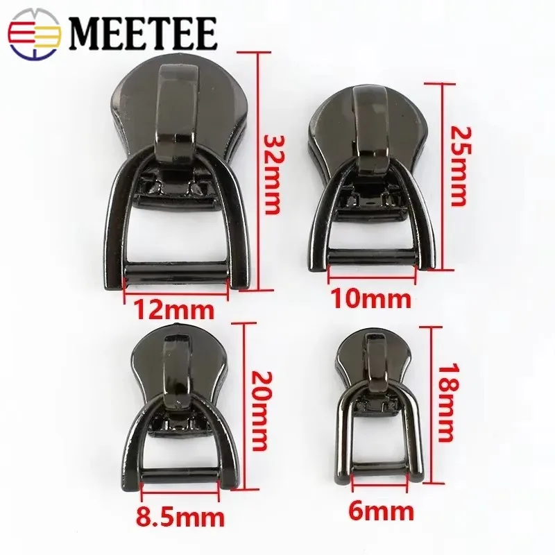 5/10Pcs Meetee 3#5#8#10# D Ring Zipper Slider for Metal Zippers Bag Jacket Zips Puller Head Clothes Zip Repair Sewing Accessory