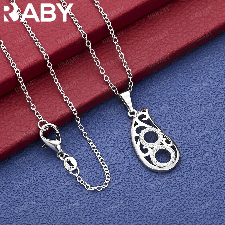 

URBABY 40-75cm 925 Sterling Silver Zircons Pendant Necklace Charm Trend Birthday Gifts Fashion Party Fine Jewelry