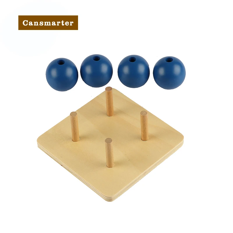 Montessori Kid Toy High-Quality Wooden Material Four Balls On Small Pegs For Early Training Learning Education Toys for Children