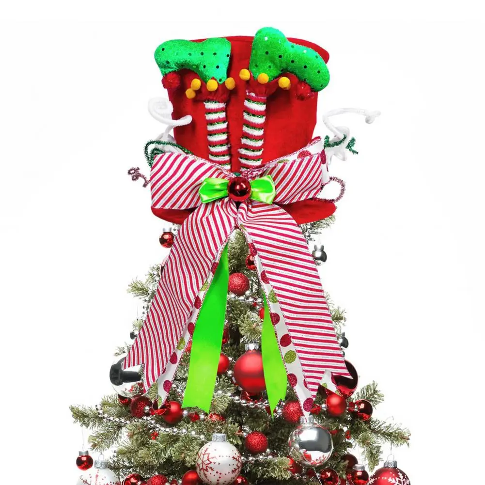 

Premium Christmas Ornament Handmade Tree Topper Velvet Christmas Tree Topper Hat with Bowknot Decorations for Holiday Home Decor
