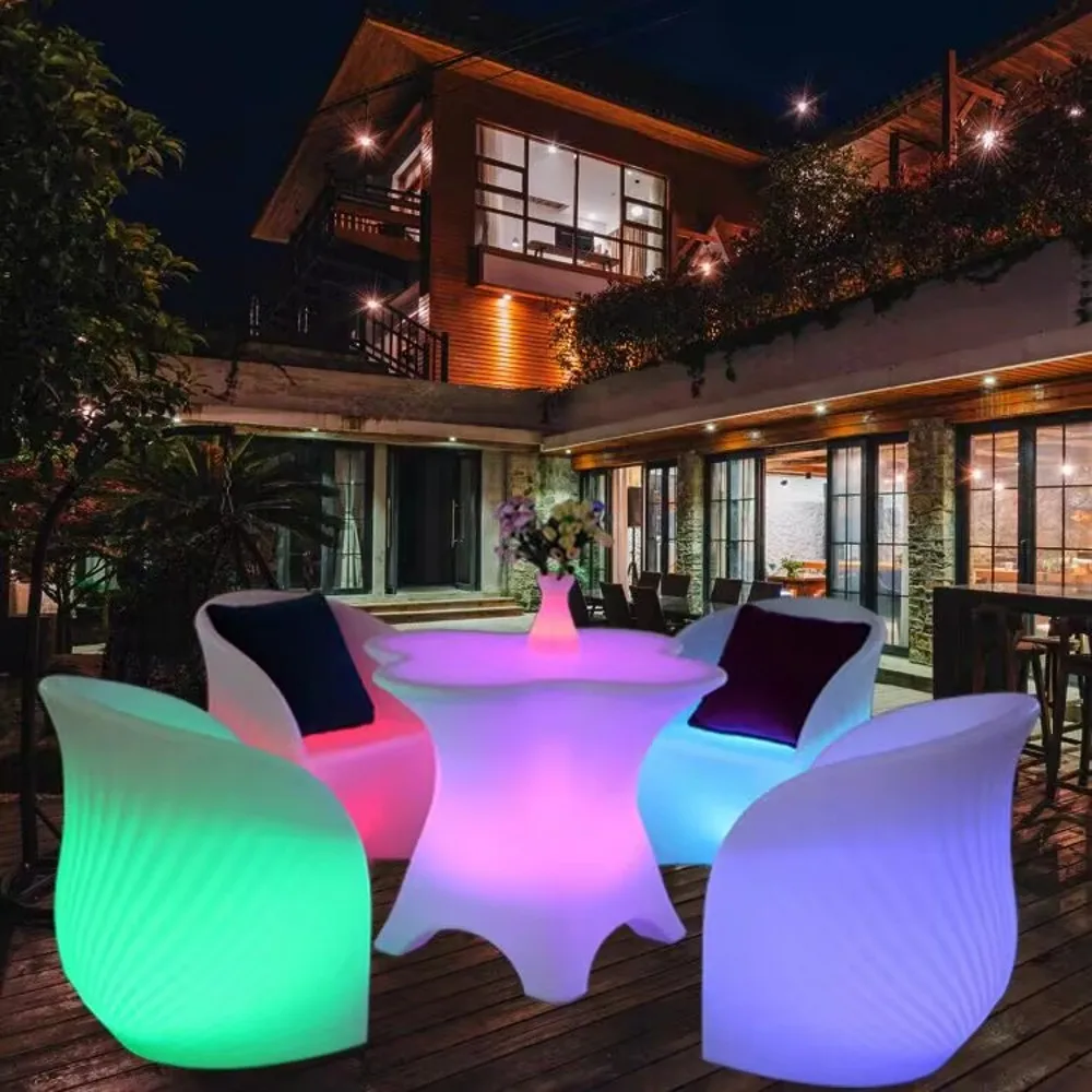 Out Door Use LED illuminated Bar Cocktail Table Rechargeable Bar Plastic Table Lighted Up Coffee Table KTV Disco Party Supply