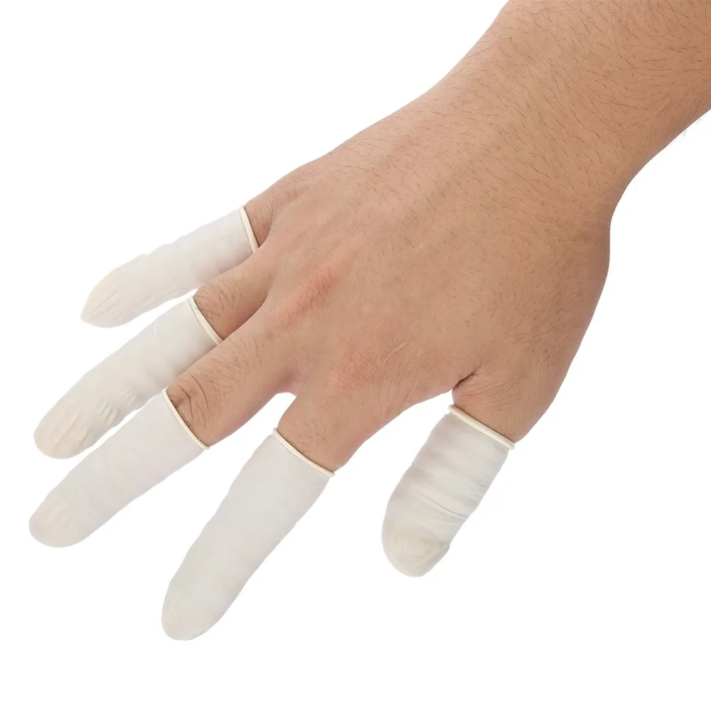 100Pcs Practical Emulsion Finger Cots White 2 * 2 * 0.2cm Finger Protectors Thumb Protector Electronic Repair
