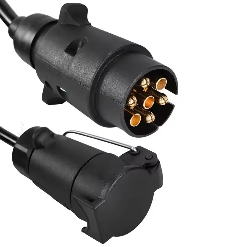 

2M 7 Pin Trailer Truck Light Board Extension Cable Lead Male To Female Wire Plug Socket Wire Spiral Stretch Connecting Plug Wire