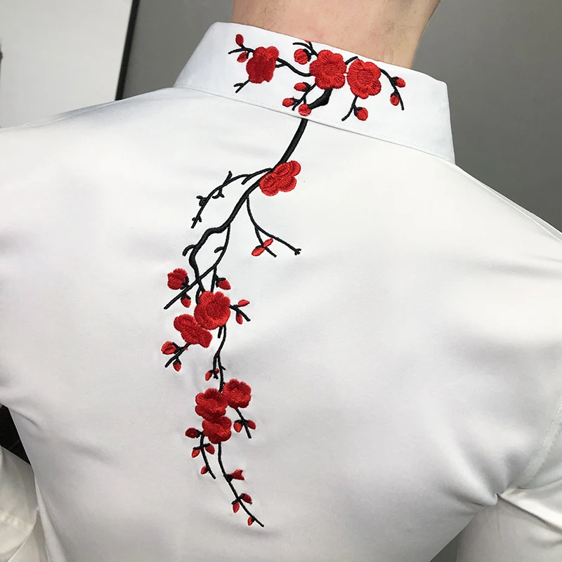 Embroidered Casual Men's Shirts Social Mens Clothing White Funny Shirts Man Top Cool Things 3XL 2024 Autumn New