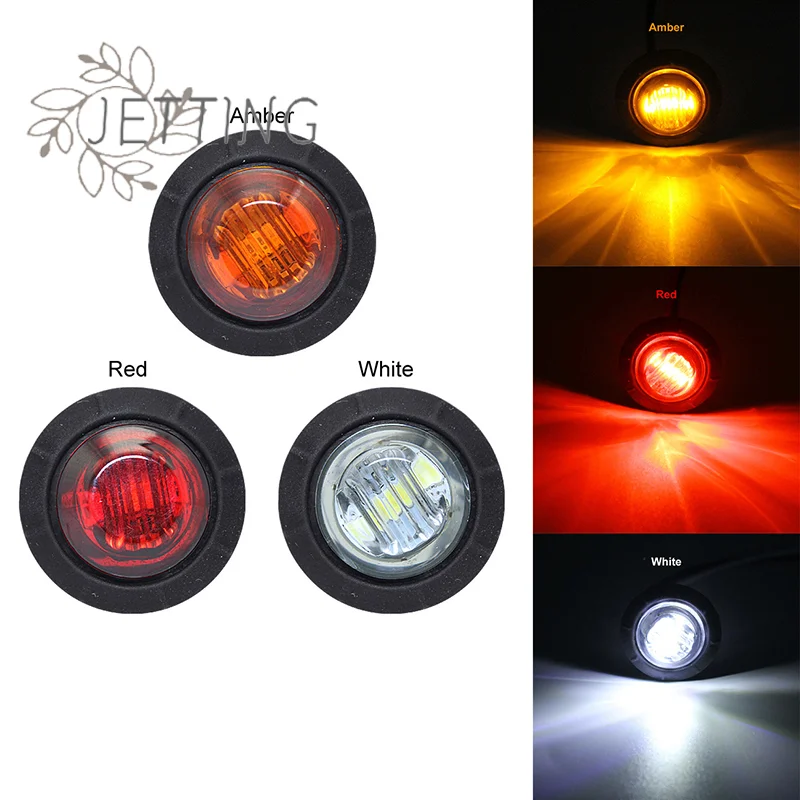 

Hot 1pc 24V 3LED 3/4" Round Trailer Side Marker Lights Yellow White Red For Trucks Clearance Lights Truck Turn Signal Lamp