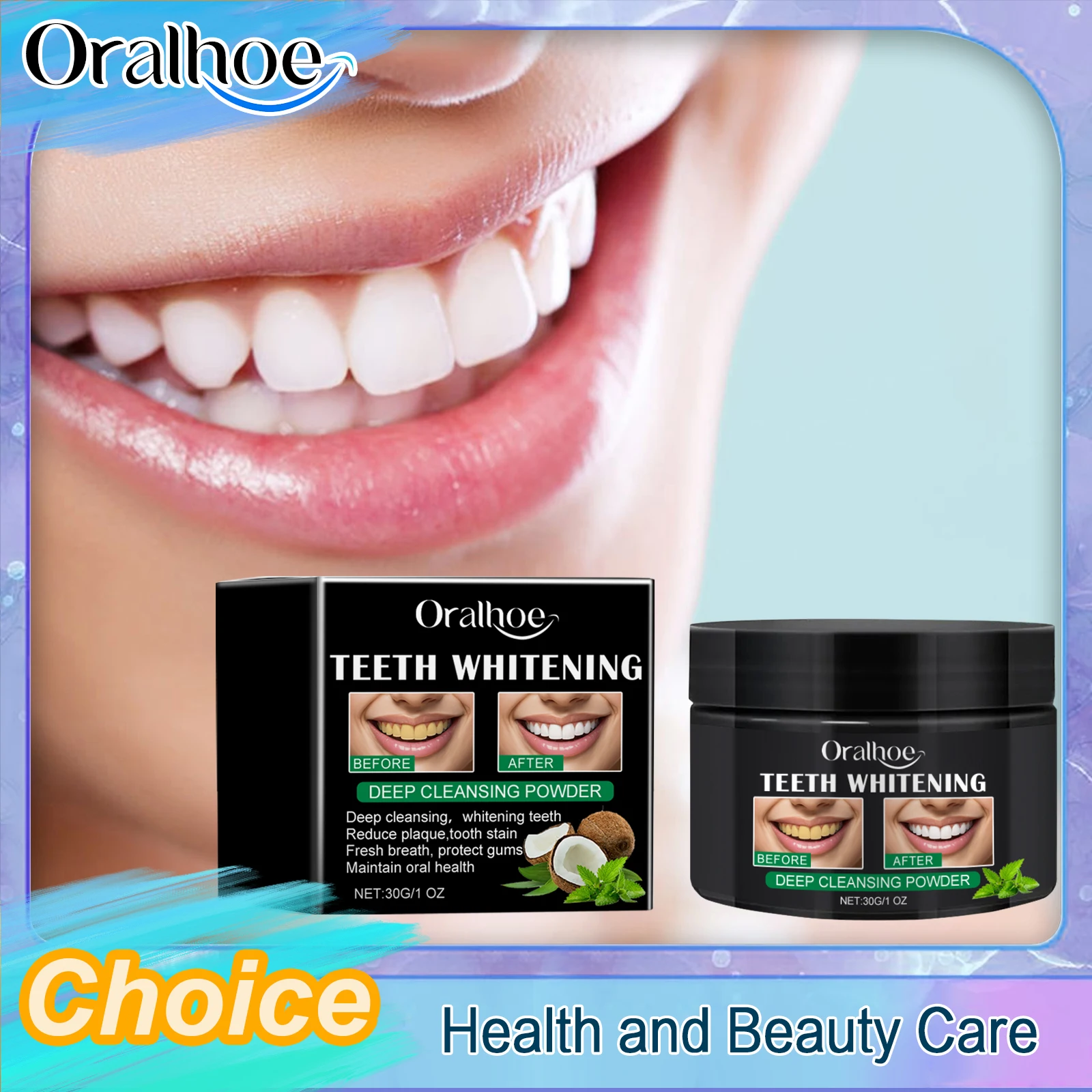Teeth Whitening Powder Deep Cleaning Reduces Yellow Teeth Remove Coffee And Tea Stains To Freshen Your Mouth Daily Dental Care
