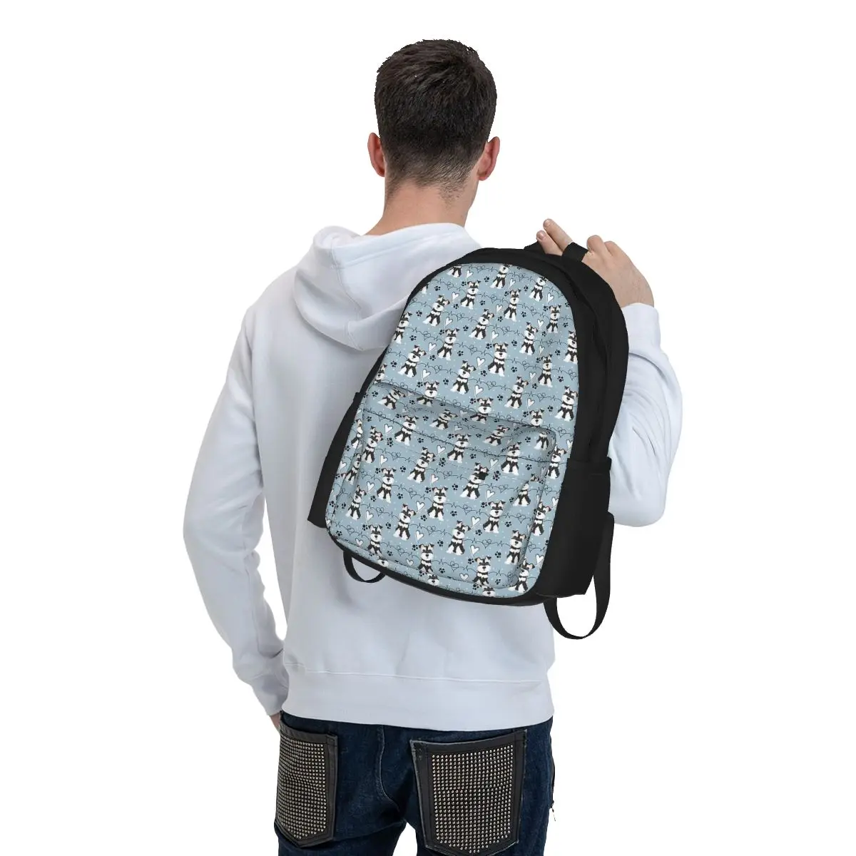 Love zaini Schnauzer in miniatura in bianco e nero ragazzi ragazze Bookbag studenti borse da scuola bambini zaino da viaggio borsa a tracolla