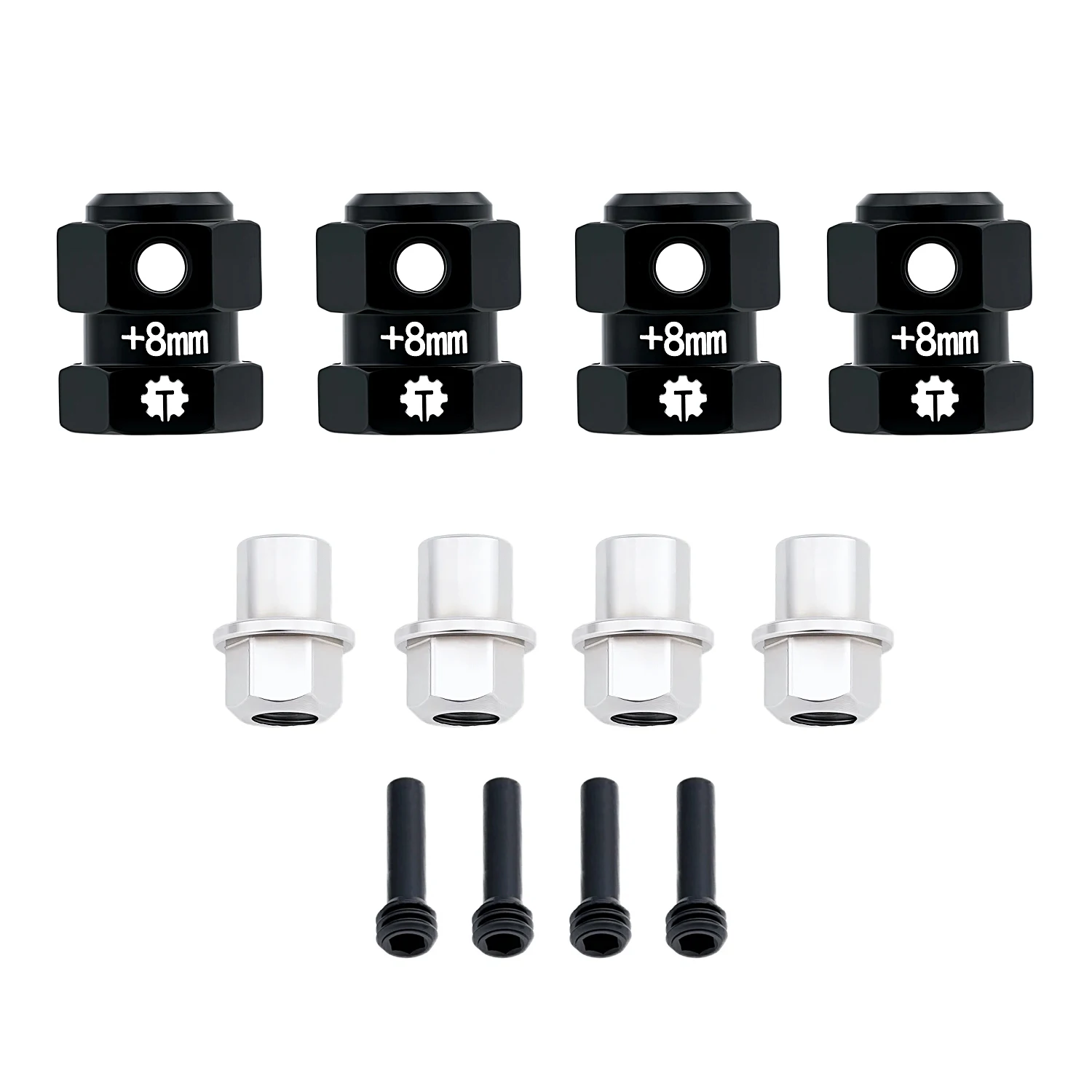 TCRC 4PCS Aluminum 12mm Wheel Hex Hubs 8MM Extension Adapters for Axial 1/8 AXP8 Gilamon Trail Buggy Upgrade