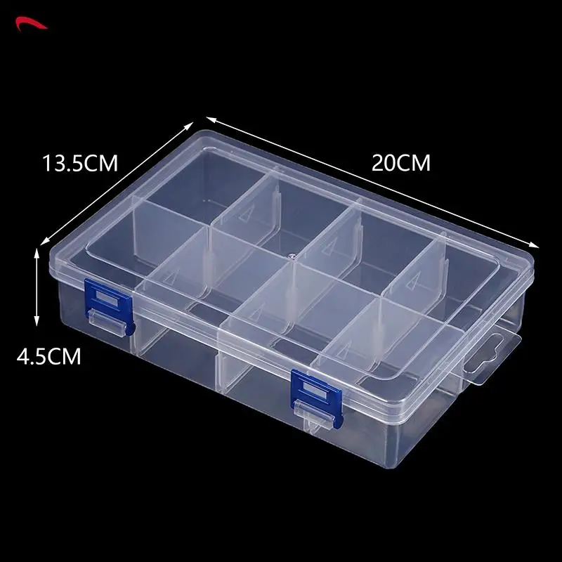 Multifunctional Tool Transparent Case 8 Grids Plastic Storage Box Screw Electronic Component Transparent Organizer 20*13.5*4.5cm