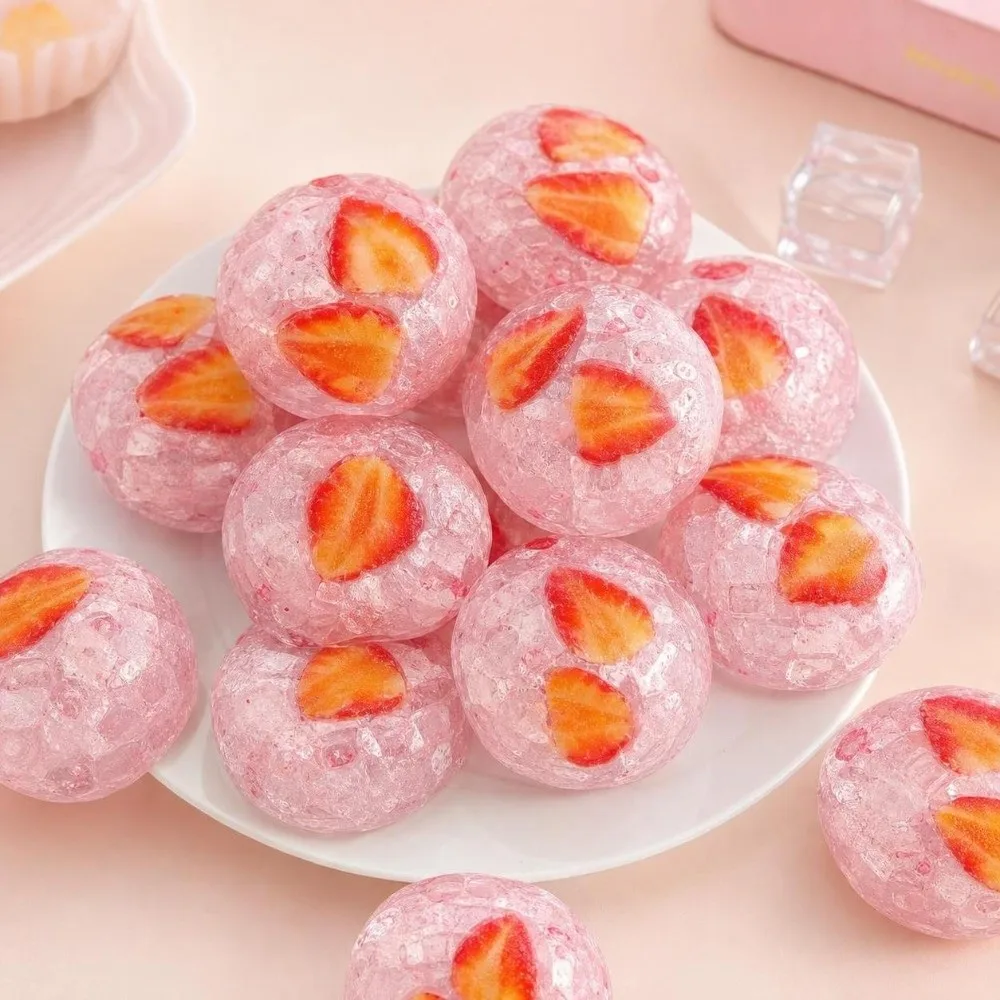 Crunchy Strawberry Squeeze Ball Sound Effects Moldable Strawberry Pinch Soft Kneading Crackling Fruits Squishy Ball for Adults