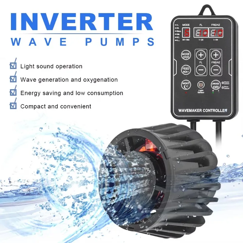 Wave Maker for Aquarium Power Head Powerful Silent Sine Wave Controllable Wave Pump for Fresh/Saltwater/Marine