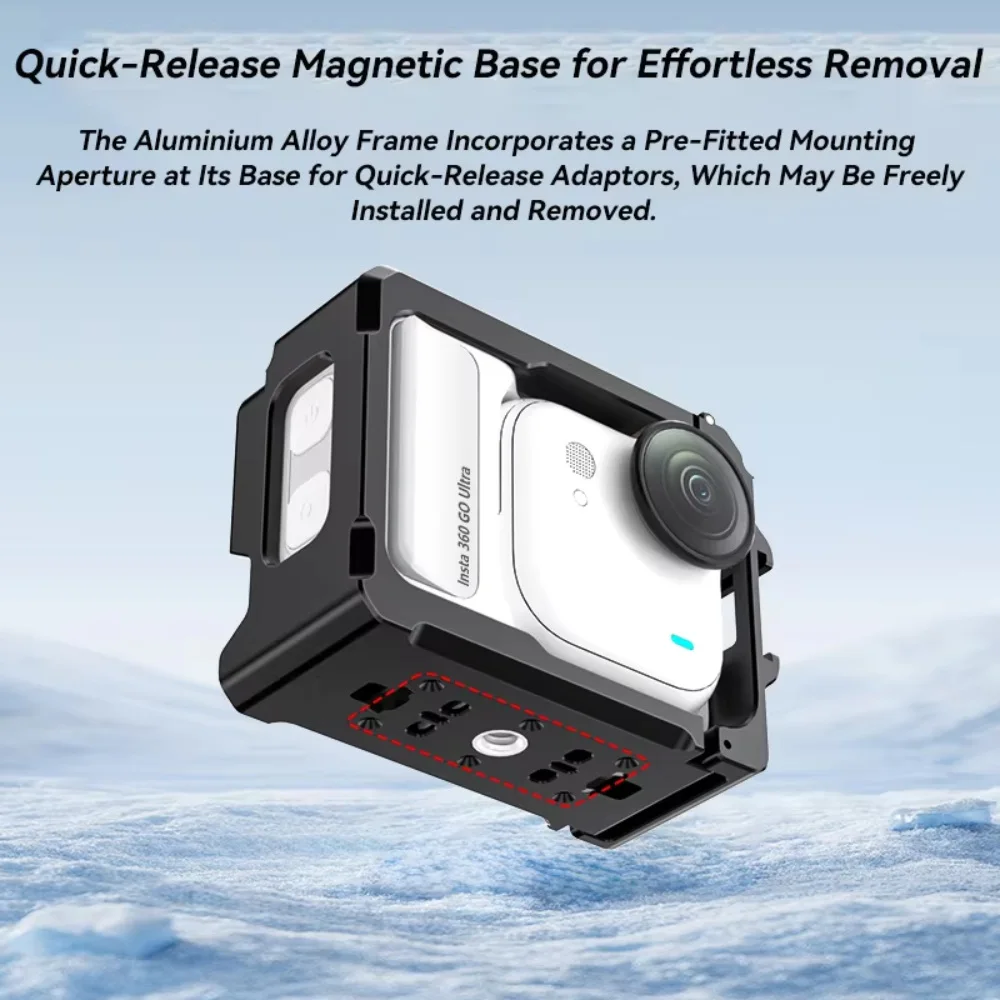 

Aluminum Alloy Frame Protective Case with Metal Cold Shoe Mount for Insta360 GO Ultra Action Camera Accessories