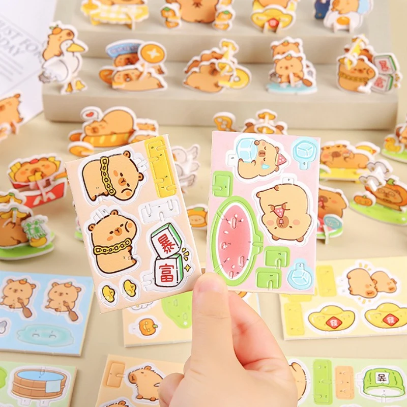 30/60 szt. Puzzle papierowe z motywem kreskówkowych zwierząt, kapibary, zabawka dla dzieci, upominki na przyjęcia urodzinowe, nagrody do klasy, zabawki dla dzieci