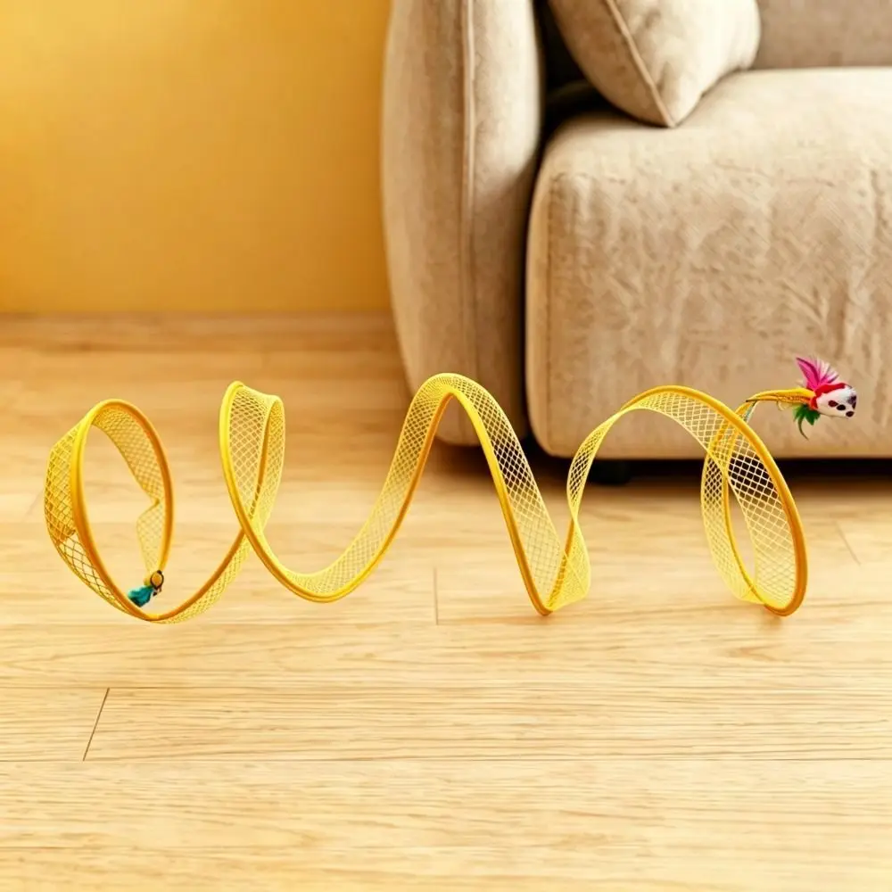 Polyester Mesh Cat Tunnel Toy Flexible Spiral Structure Steel Wire Frame Kitten Play Tunnel Breathable Mesh
