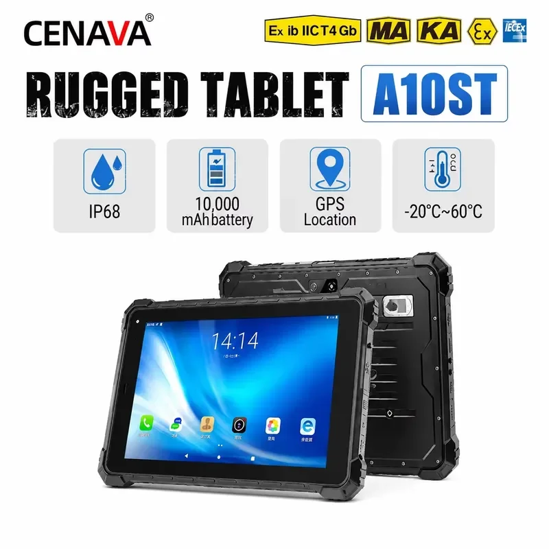 CENAVA 10 Inch PC Android 13 IPS 1920*1200 Touch Screen 10000mAh Battery 10H Long Standby RS232 Port Industrial Rugged Tablet