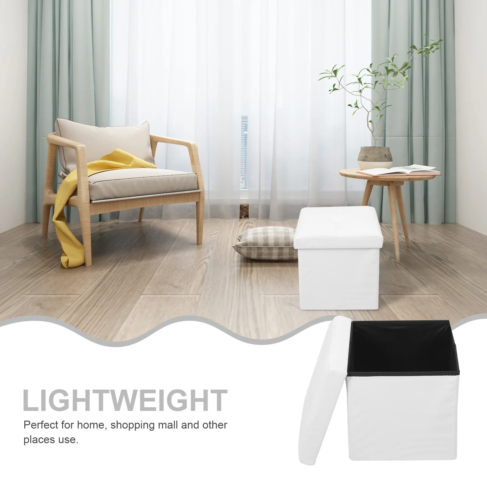 

27L Folding Beige Storage Cube Organizer Box Linen Basket for Clothes Books Footstool Home Storage Box