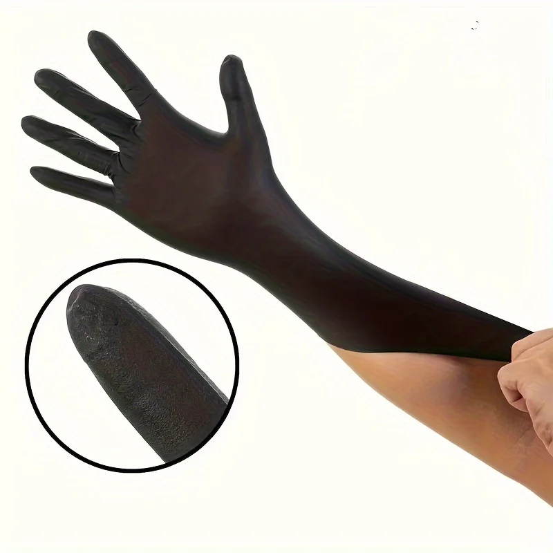 20/50/100pcs Black Gloves Nitrile Disposable Gloves for Cleaning Hairdressing Waterproof Fingertip Dishwashing Tattoo Gloves