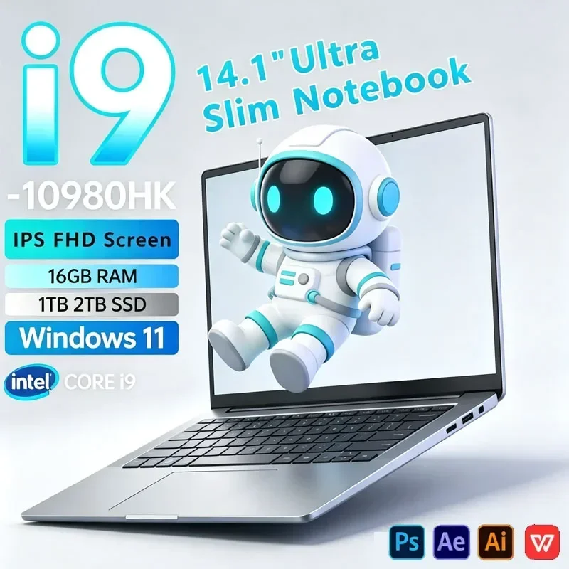 Intel Core I9 10980HK 14.1 ''Inch Laptop 16GB RAM 2TB SSD Windows 11 Office PC Notebook Computer Portable Gaming Laptops