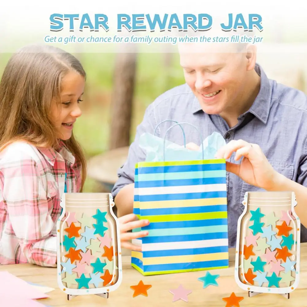 A Wooden Children's Classroom Jar With 25 Colorful Stars, A Behavior Diagram Of The Children's Jar System For Students, Boys, An