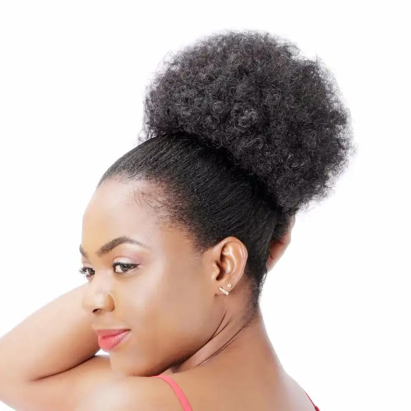 

Drawstring Afro Kinky Curly Hair Bun Ponytail Synthetic Puff Chignon Hairpiece with Combs for Black Women Girls Daily Use