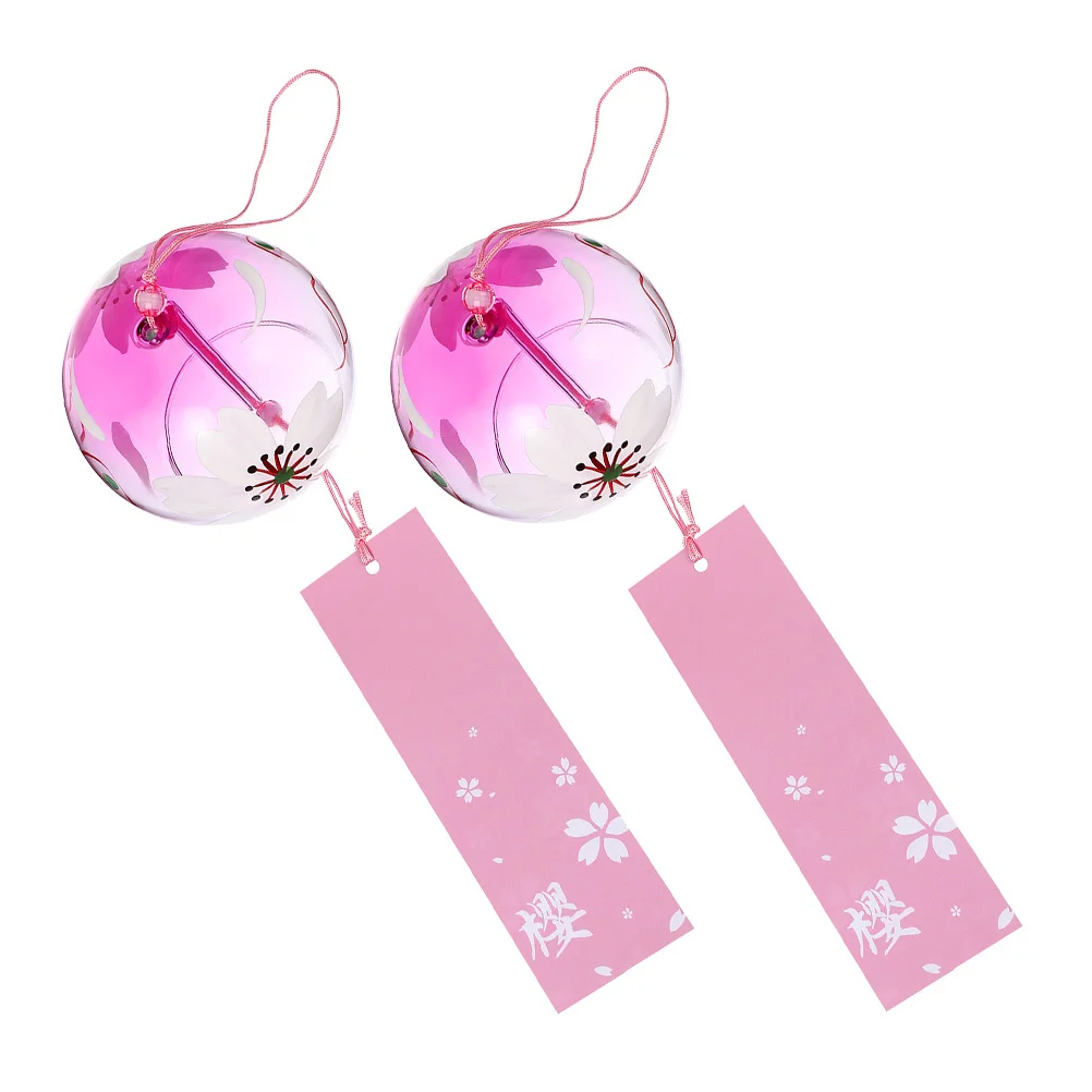 

2 Pcs Decorative Glass Wind Bell Hanging Garden Ornament Chimes Japanese Style Pendant
