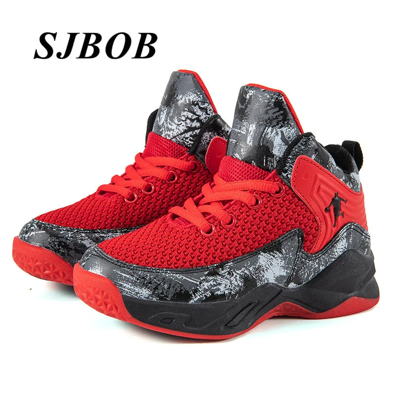 

Hot Sale Kids Basketball Sneakers High Top Breathable Mesh Children Training Shoes Comfy Non-Slip Men Sports Shoes Tenis Hombres