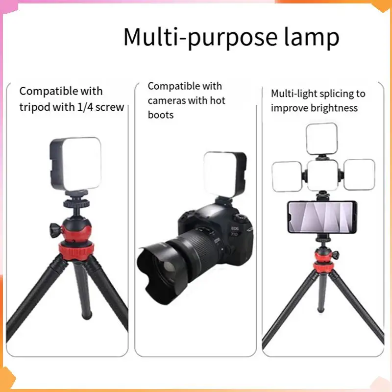 

B94A LENVEE 49 LED 5W Mini LED Video Light Photography 6500K Fill-In Lamp Dimmable Hot Shoe Mount Adapter For Universal Camera