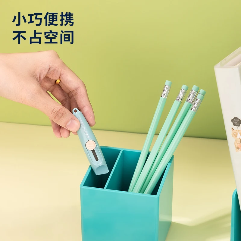 Deli Kawaii Portable Utility Knife Self-locking Unpack Express Unboxing Artifact Student School Learning Office Supplies