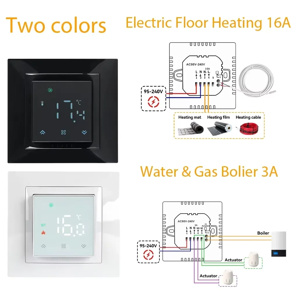 Minco Heat Smart Tuya WiFi Thermostat 3A/16A Detachable MiNi Temperature Controller for Water Heating/Boiler/Electric Heating