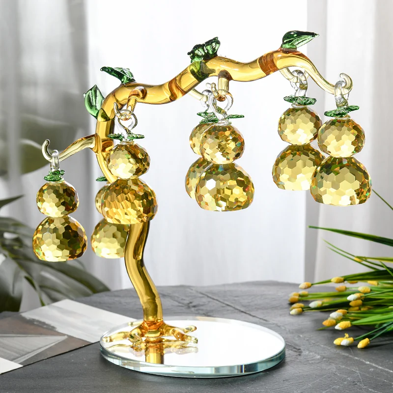 Feng Shui  K9 crystal WU Lou tree Hu lu Longevity Disease-Free  Ornaments