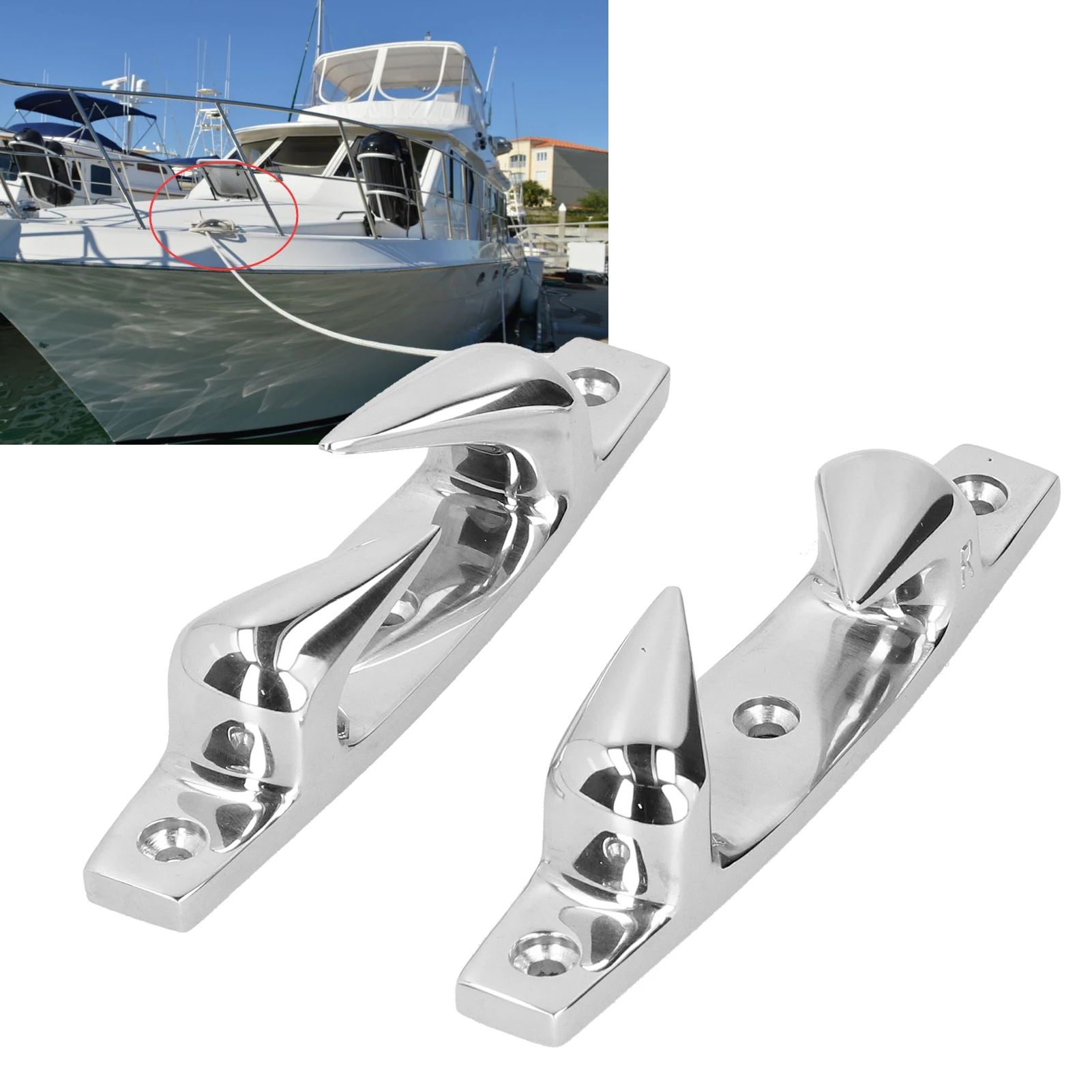 

4.69in Anchoring Mooring Cleats Left Right 316 Stainless Steel Fairlead for Marine Boat Yacht Mooring Cleat Boat Bow Chocks