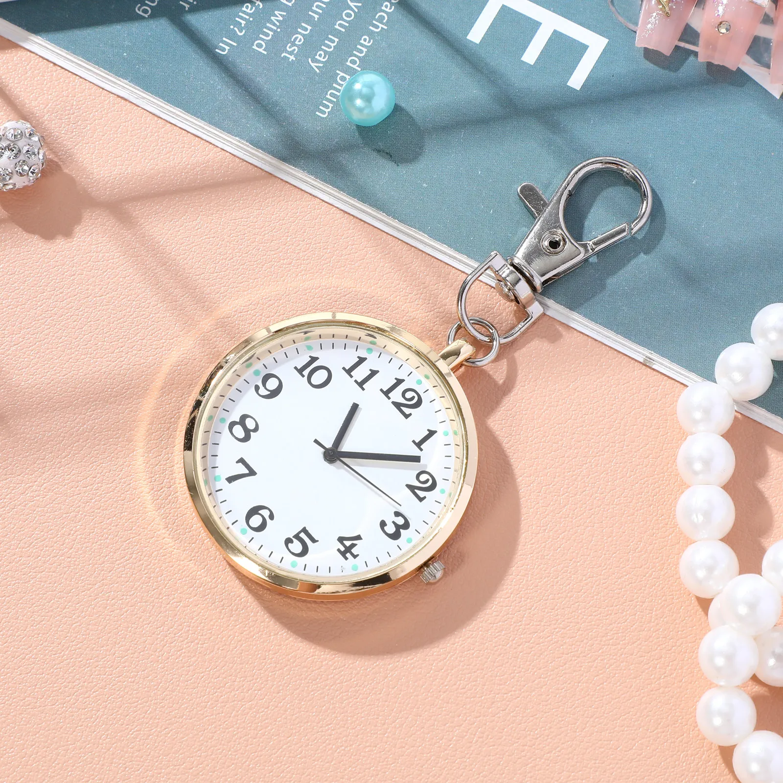 1Pcs Premium Alloy Quartz Pocket Watch Keychain Vintage Style Nurse Fob Watch Keyring Pendant for Professionals Bag
