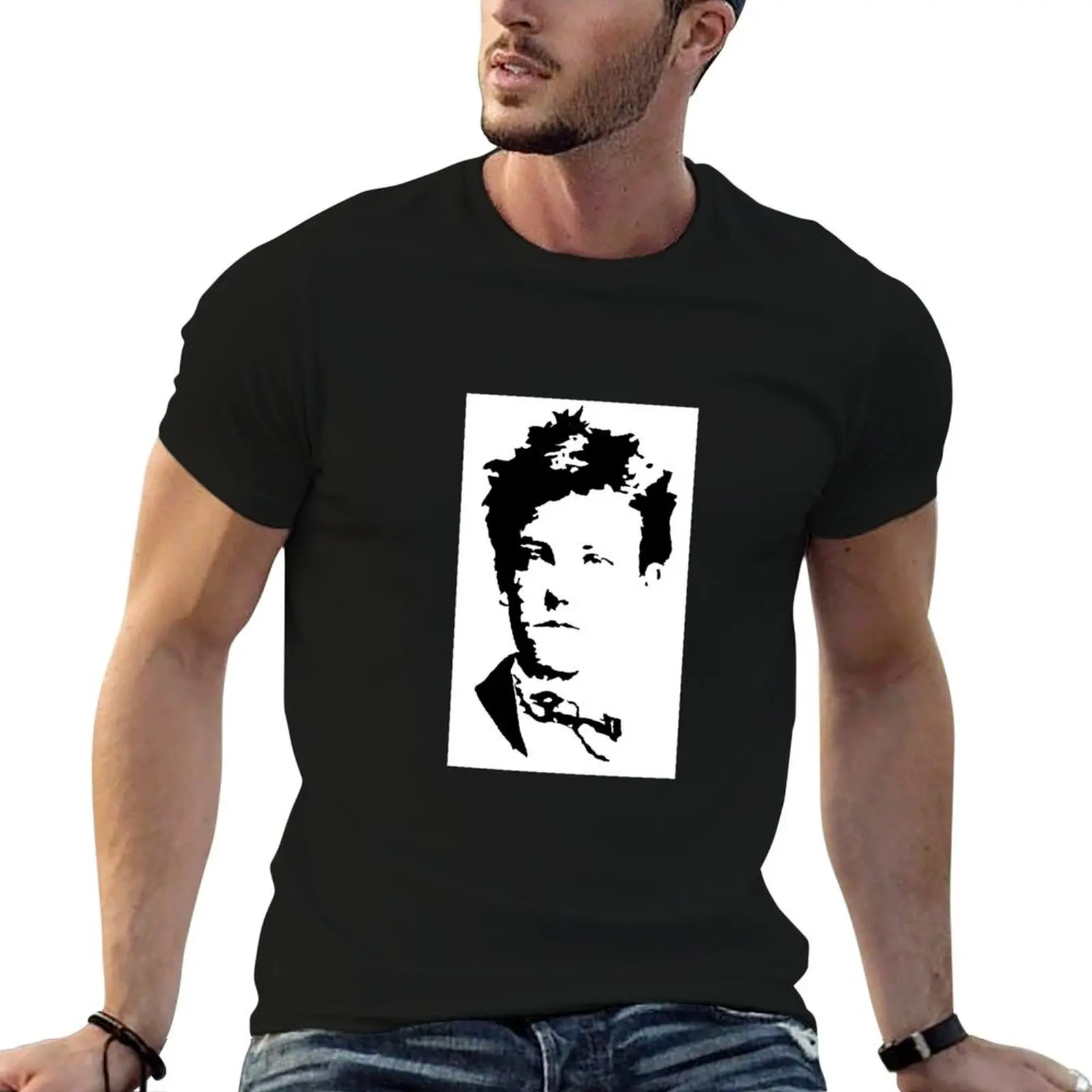 Poet Arthur Rimbaud Stencil T-Shirt funny meme t-shirts Short sleeve tee mens clothing