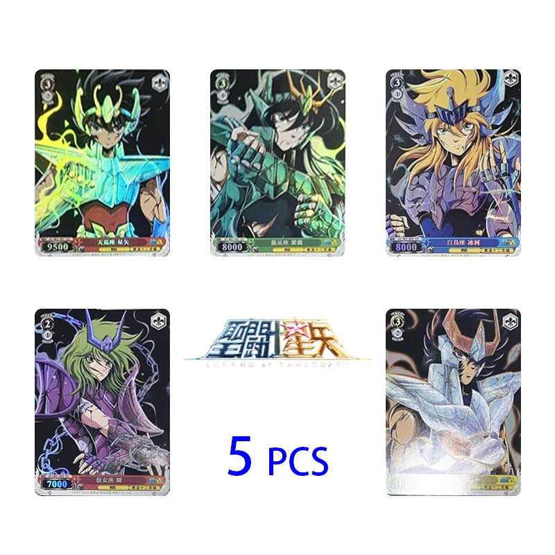 

5pcs/set Saint Seiya Bronzing collection card Hyoga Ikki Anime characters Homemade Board game card Kids toys Christmas gift