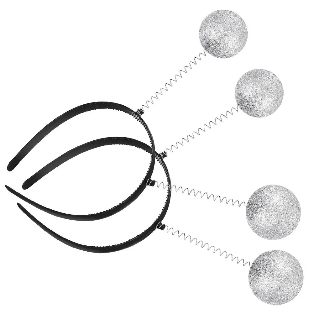 

5 Pcs Halloween Silver Glitter Alien Antenna Women Kids Costume Alien Headband Women Accessories Party Headdress Martian