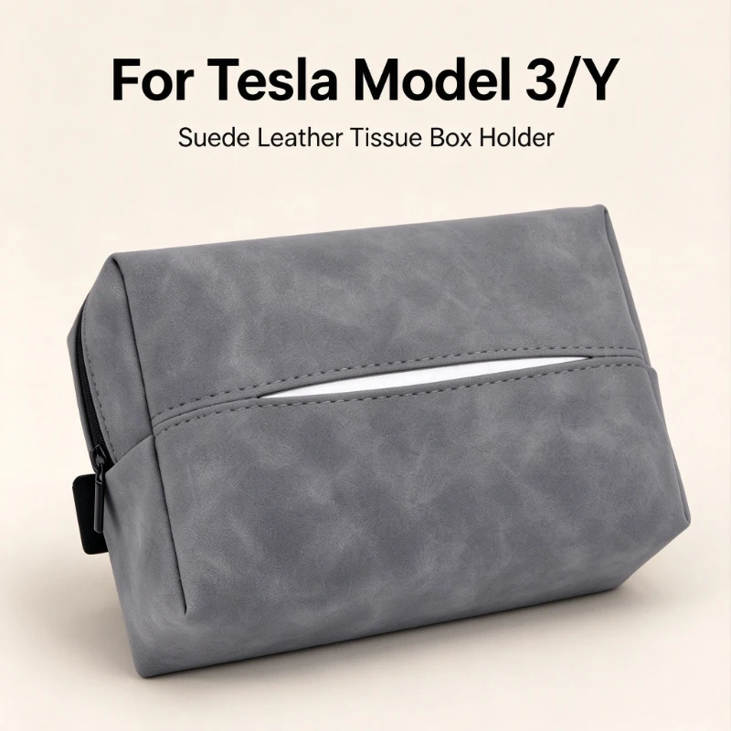 For Tesla Model 3 Y S X YL Hidden Car Tissue Box Napkin Holder Drawer Bag Vehicle Mounted Tissue Pouch Auto Interior Accessories
