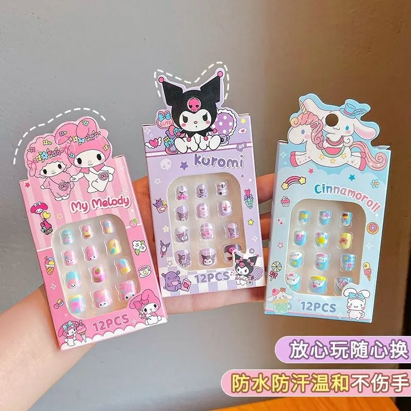 3pcs Hello Kitty Anime Kawaii Sanrio Ins Mode Kinderen Nail Stickers Leuke Cartoon Cinnamoroll Patches Cadeaus voor Kinderen