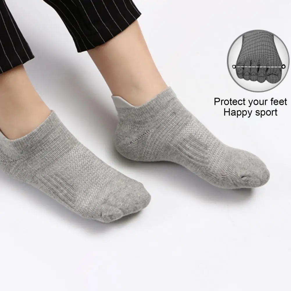 Men Running Socks Solid Color Cotton Sports Fitness Socks Delicate Breathable Stereo Sock Heel Tear-Resistant Boat Socks