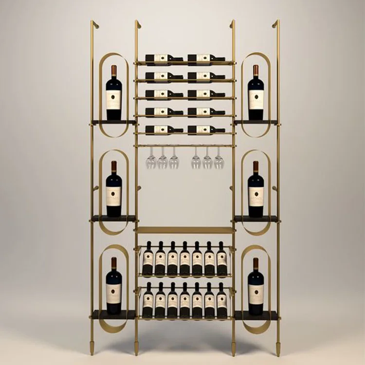 Floor Stand Wine Countertop Rose Gold Partition Storage Rack Supermarket Retail Personal Wine Commercial Wine Racks