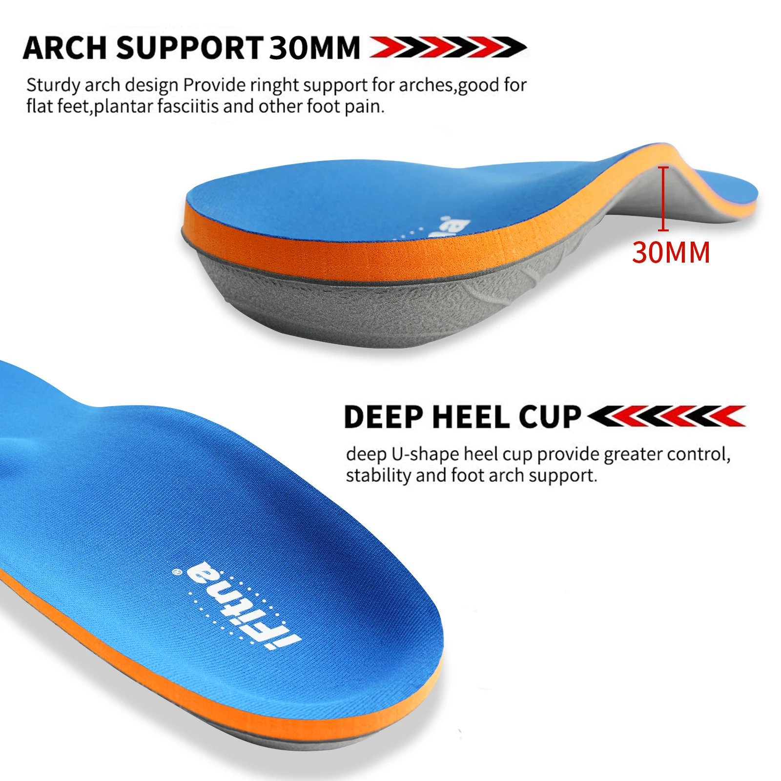iFitna Flache Füße Orthopädische Arch Support Einlegesohlen Sneakers Sole Frauen Plantarfasziitis Ferse Schmerzen Männer Orthesen Einlegesohlen Schuh Einsätze Pad – Detail 5