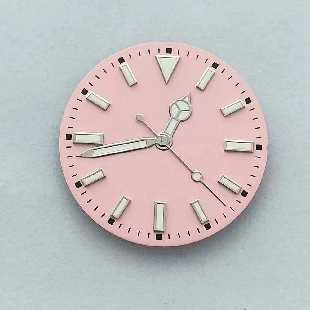 قرص الساعة 28.5 ملم، قرص أخضر مضيء NH35 عقارب، لحركة NH35 NH36 7S 8215 بدون تقويم وجه الساعة + ملحقات المؤشر